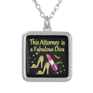 FABULOUS ATTORNEY DIVA DESIGN SILVER PLATED NECKLACE