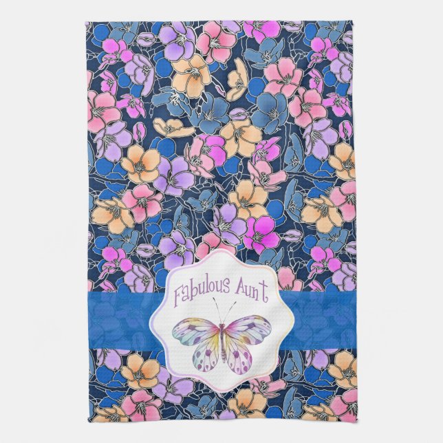 Fabulous Aunt Butterfly Gift Kitchen Towel (Vertical)