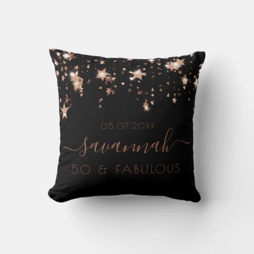 Fabulous birthday black gold monogram sparkle throw pillow