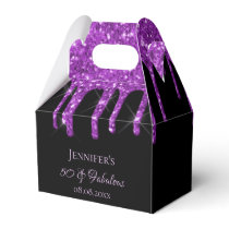 Fabulous birthday black purple glitter monogram favor boxes