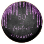 Fabulous birthday black purple glitter sparkle 50
