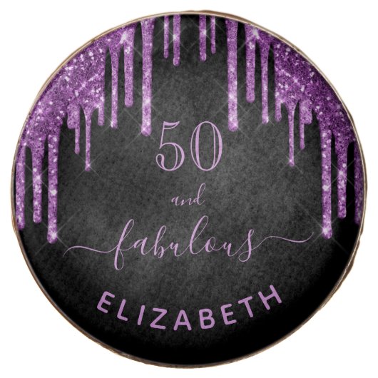Fabulous birthday black purple glitter sparkle 50 chocolate covered oreo (Front)