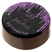 Fabulous birthday black purple glitter sparkle 50 chocolate covered oreo (Angled)