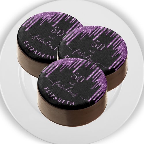 Fabulous birthday black purple glitter sparkle 50 chocolate covered oreo