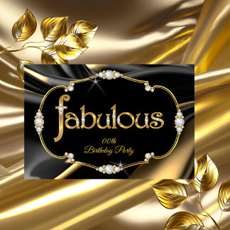 Fabulous Birthday Diamonds Gold Black Invitation