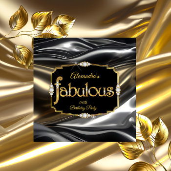 Fabulous Birthday Diamonds Gold Black Silver Invitation by Zizzago at Zazzle