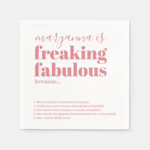Fabulous Birthday Facts Pink Personalized Napkins