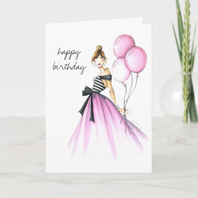 Fabulous Birthday Fashion Illustrated Birthday Card | Zazzle