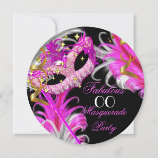 Fabulous Birthday Hot Pink Gold Masquerade Party Invitation