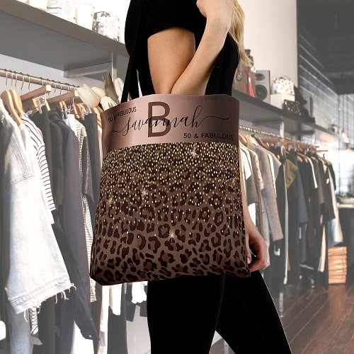 Fabulous birthday leopard pattern brown black tote bag