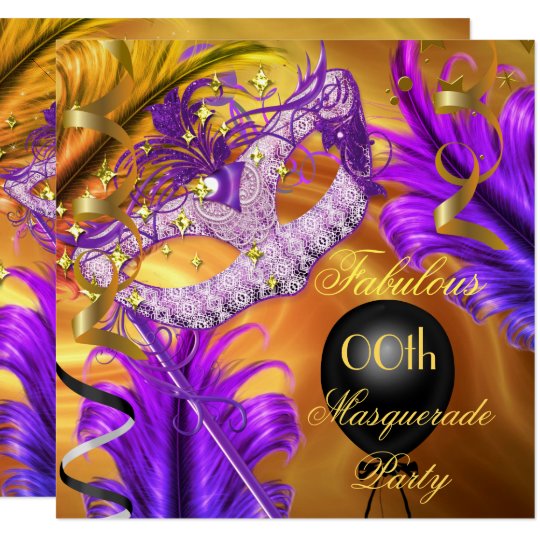 Fabulous Birthday Masquerade Party Purple Gold Invitation Zazzle Com