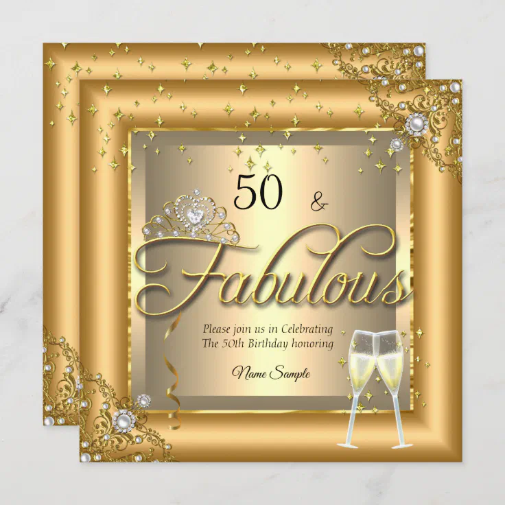 Fabulous Birthday Party Gold Champagne Invitation | Zazzle