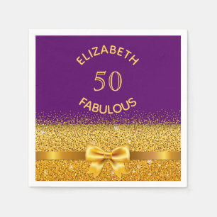 Fabulous birthday party purple gold monogram napkins