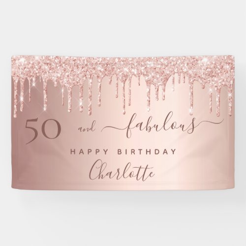 Fabulous birthday rose gold glitter pink welcome banner