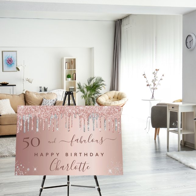 Fabulous birthday rose gold silver drips foam board (Creator Uploaded)