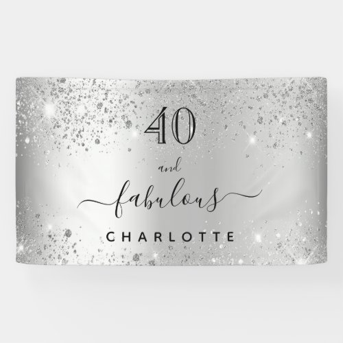 Fabulous birthday silver glitter dust name banner