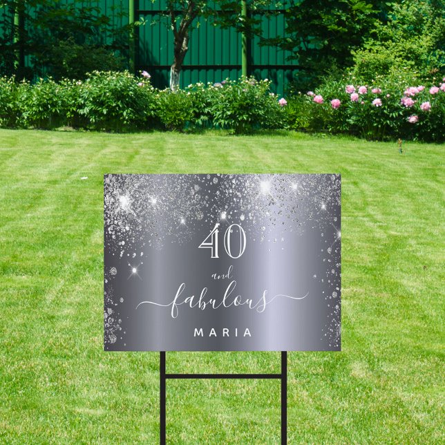 Fabulous birthday silver glitter name sign (Creator Uploaded)