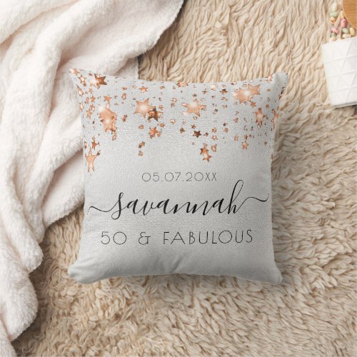 Fabulous birthday silver gold monogram sparkle throw pillow