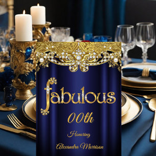 Fabulous birthday Steel Blue Purple Gold Pearls Invitation