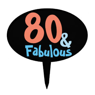 Fabulous Black Retro Birthday Party Cake Topper