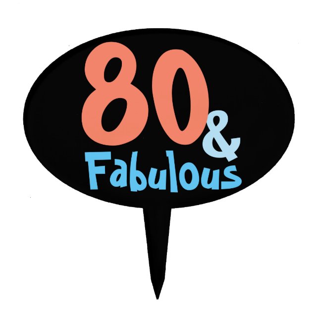 Fabulous Black Retro Birthday Party Cake Topper (Front)