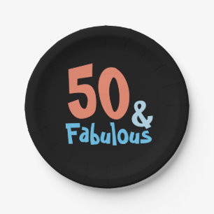 Fabulous Black Retro Birthday Party Paper Plates