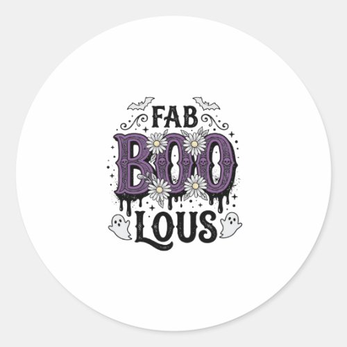 Fabulous Boo Halloween Vintage Ghost Shirt Design_ Classic Round Sticker