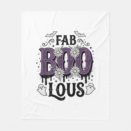 Fabulous Boo Halloween Vintage Ghost Shirt Design_ Fleece Blanket