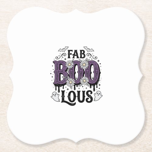Fabulous Boo Halloween Vintage Ghost Shirt Design_ Paper Coaster