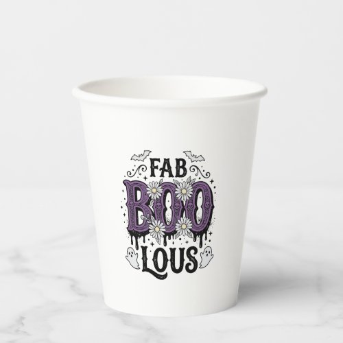 Fabulous Boo Halloween Vintage Ghost Shirt Design_ Paper Cups