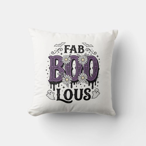 Fabulous Boo Halloween Vintage Ghost Shirt Design_ Throw Pillow