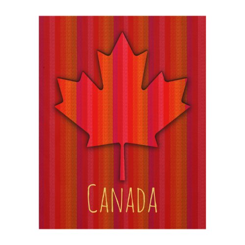 Fabulous Canada Maple Leaf Skinny Stripes Wood Wall Art