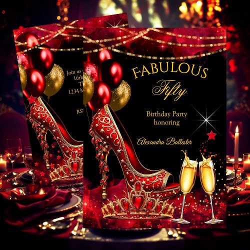 Fabulous Champagne birthday party Red Gold Heel