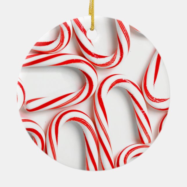 Fabulous Christmas Candy Canes Ceramic Ornament (Back)