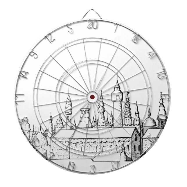 fabulous city . artwork . black and white dart board (Front)