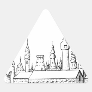 fabulous city . artwork . black and white triangle sticker