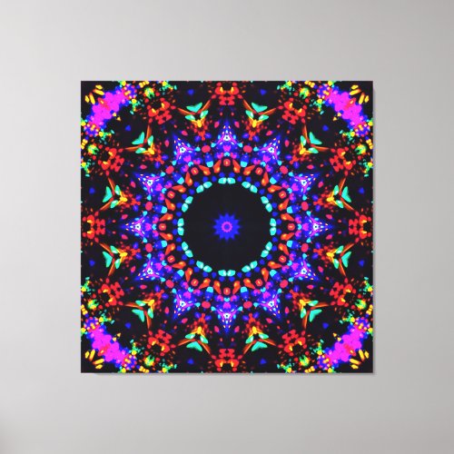 Fabulous Colorful Kaleidoscope Twelve Rays Canvas Print