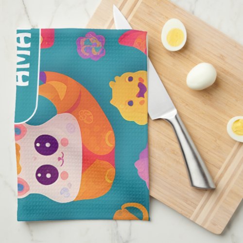 Fabulous Creatures Rainbow Personalized Pattern Kitchen Towel
