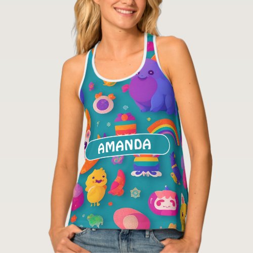 Fabulous Creatures Rainbow Personalized Pattern Tank Top