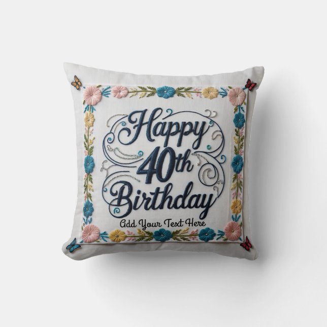 Fabulous: Custom 40th Birthday Throw Pillow (Front)