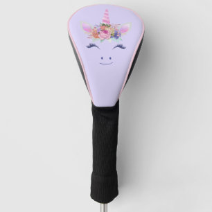 Fabulous Cute Unicorn Flowers Face 2 Golf Head Cover