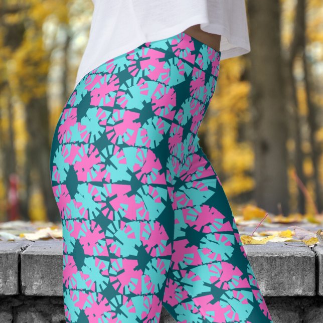 Fabulous Dark Teal Blue Phase Shift Pattern Leggings (Phase Shift on Dark Teal Blue Leggings)