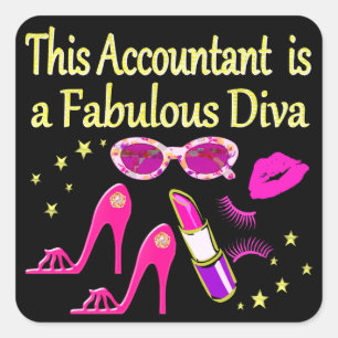 FABULOUS DIVA ACCOUNTANT DIVA SQUARE STICKER