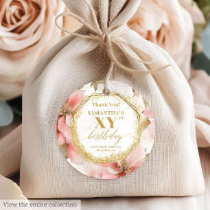 Fabulous Dusty Pink Ivory Gold Birthday Favor Tags