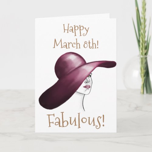 Fabulous Elegant Woman with Hat Happy March 8th  Card