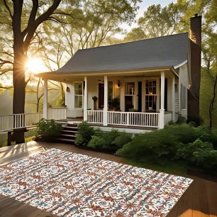 Fabulous Fall and Blue 12'x9' Outdoor Area Rug