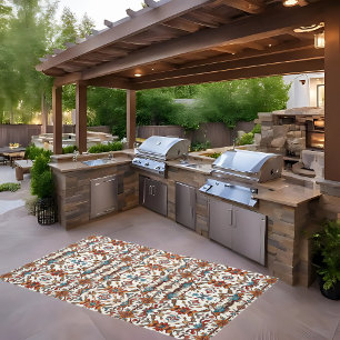 Fabulous Fall and Blue 7'x 5' Outdoor Area Rug