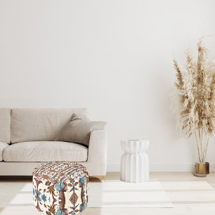 Fabulous Fall and Blue Round Pouf