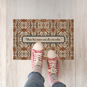 Fabulous Fall Blue 16"x 24" Outdoor Area Blessing Fiber Doormat