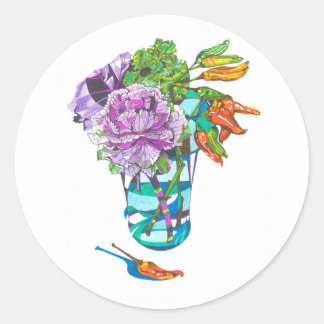 Fabulous Fall Vegetal Bouquet Classic Round Sticker
